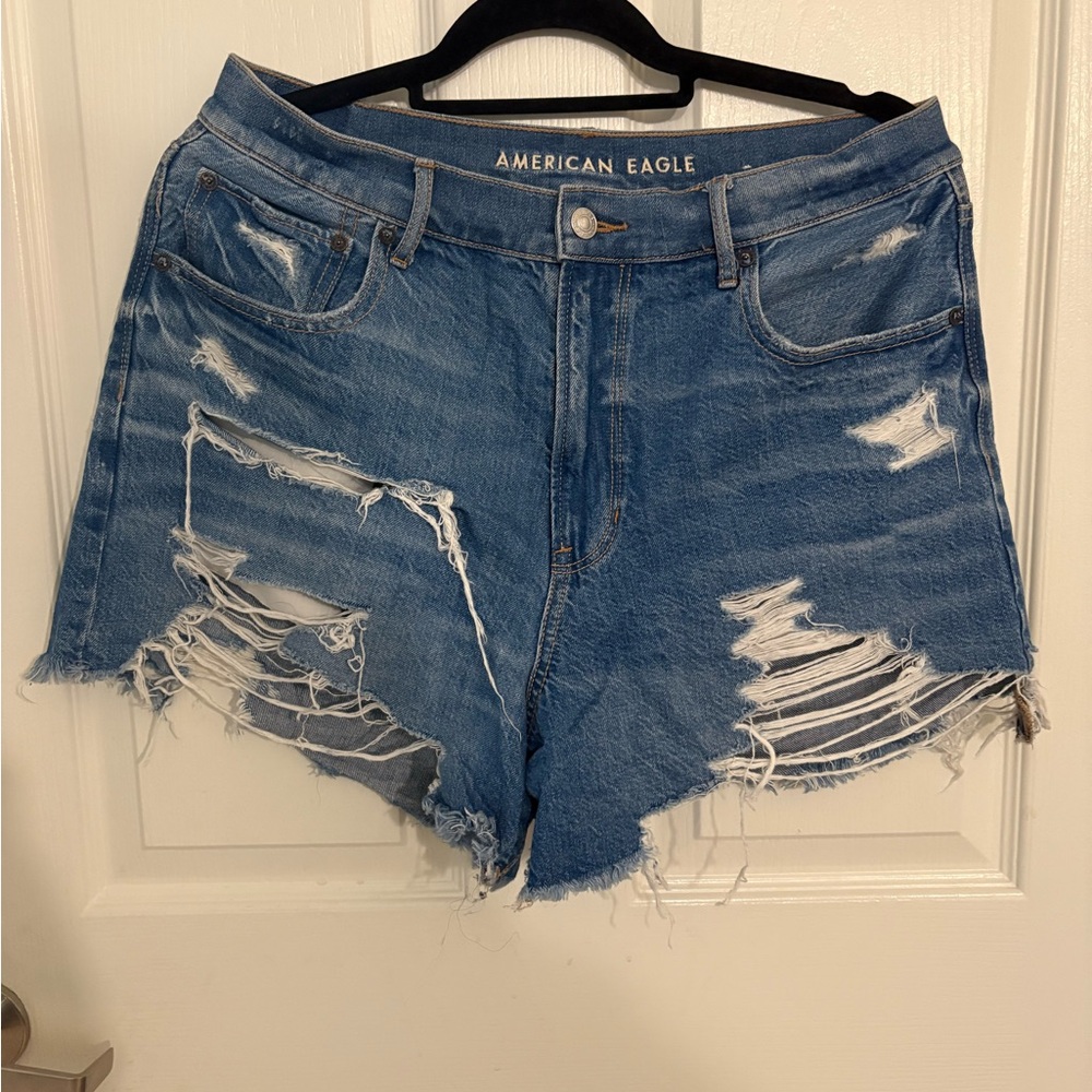 American Eagle Outfitters Highest Rise 90s Boyfriend Distressed Jean Shorts